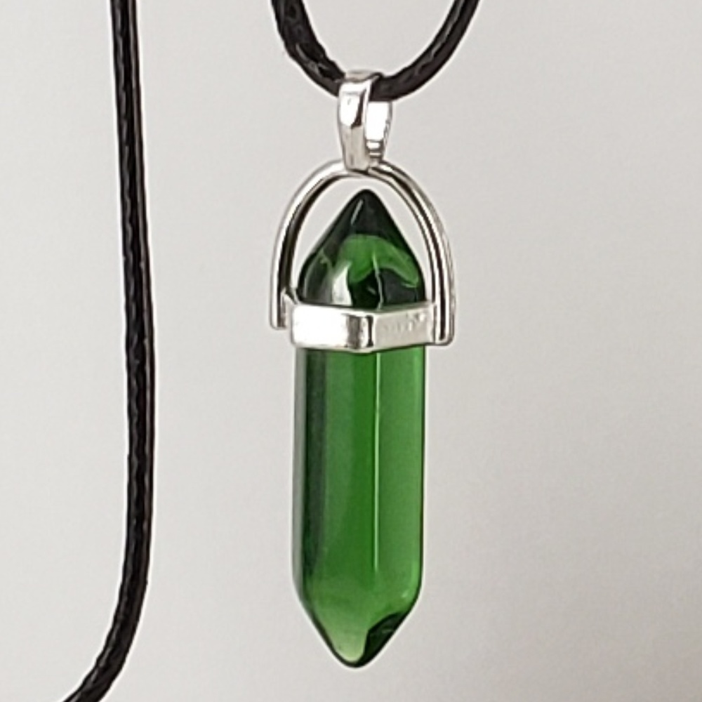 Corded Crystal Shape Pendant Necklace - Picture 3 of 5